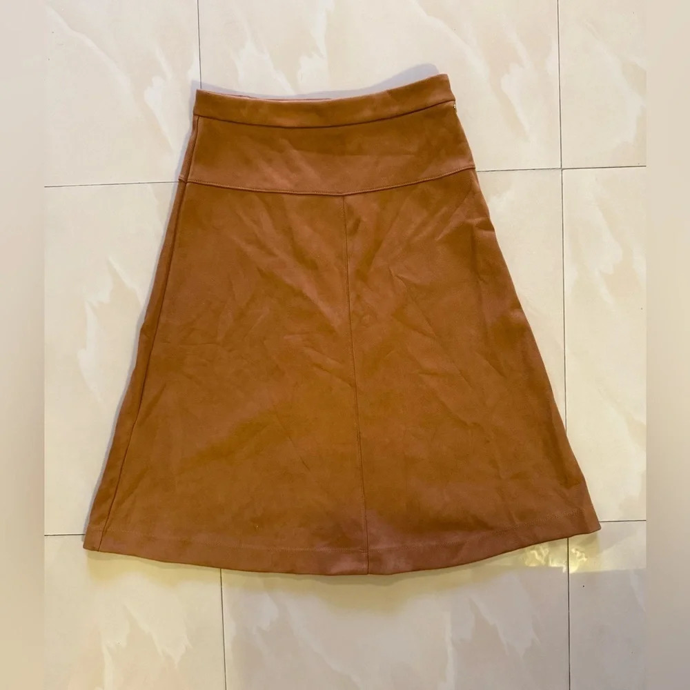 Girls Faux Suede kid chick Skirt brown zipper winter zipper 18 Y winter